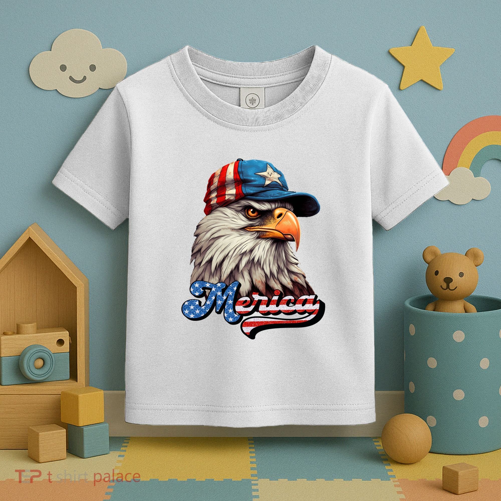 Merica Eagle USA Eagle 4th Of July Patriotic Funny Bald Eagle Toddler T-Shirt