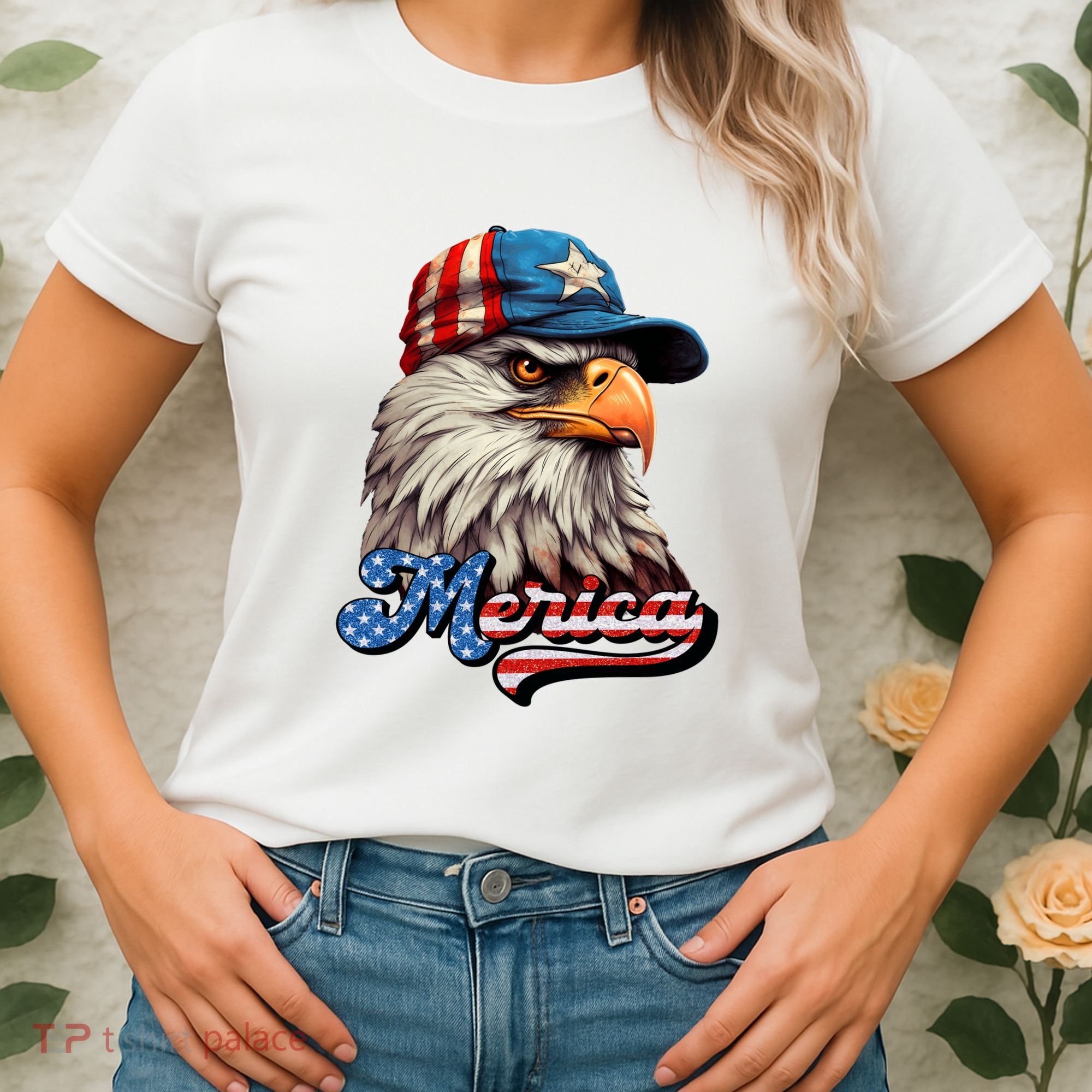Merica Eagle USA Eagle 4th Of July Patriotic Funny Bald Eagle Women's T-Shirt