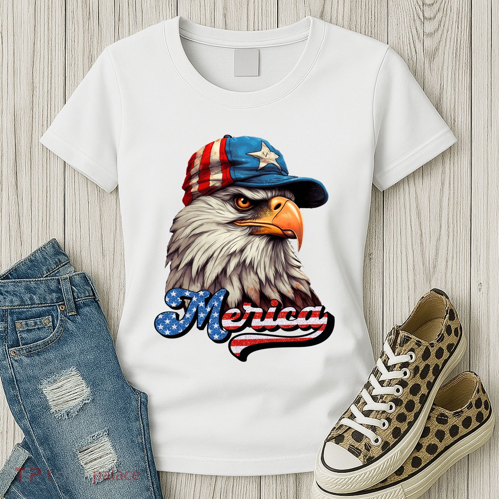 Merica Eagle USA Eagle 4th Of July Patriotic Funny Bald Eagle Women's T-Shirt