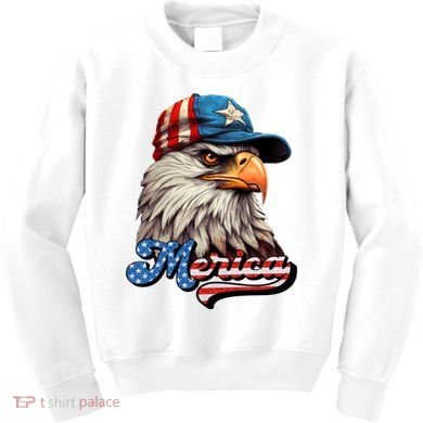 Merica Eagle USA Eagle 4th Of July Patriotic Funny Bald Eagle Kids Sweatshirt