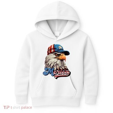 Merica Eagle USA Eagle 4th Of July Patriotic Funny Bald Eagle Kids Hoodie
