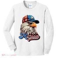 Merica Eagle USA Eagle 4th Of July Patriotic Funny Bald Eagle Kids Long Sleeve Shirt thumb 0