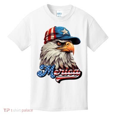 Merica Eagle USA Eagle 4th Of July Patriotic Funny Bald Eagle Kids T-Shirt