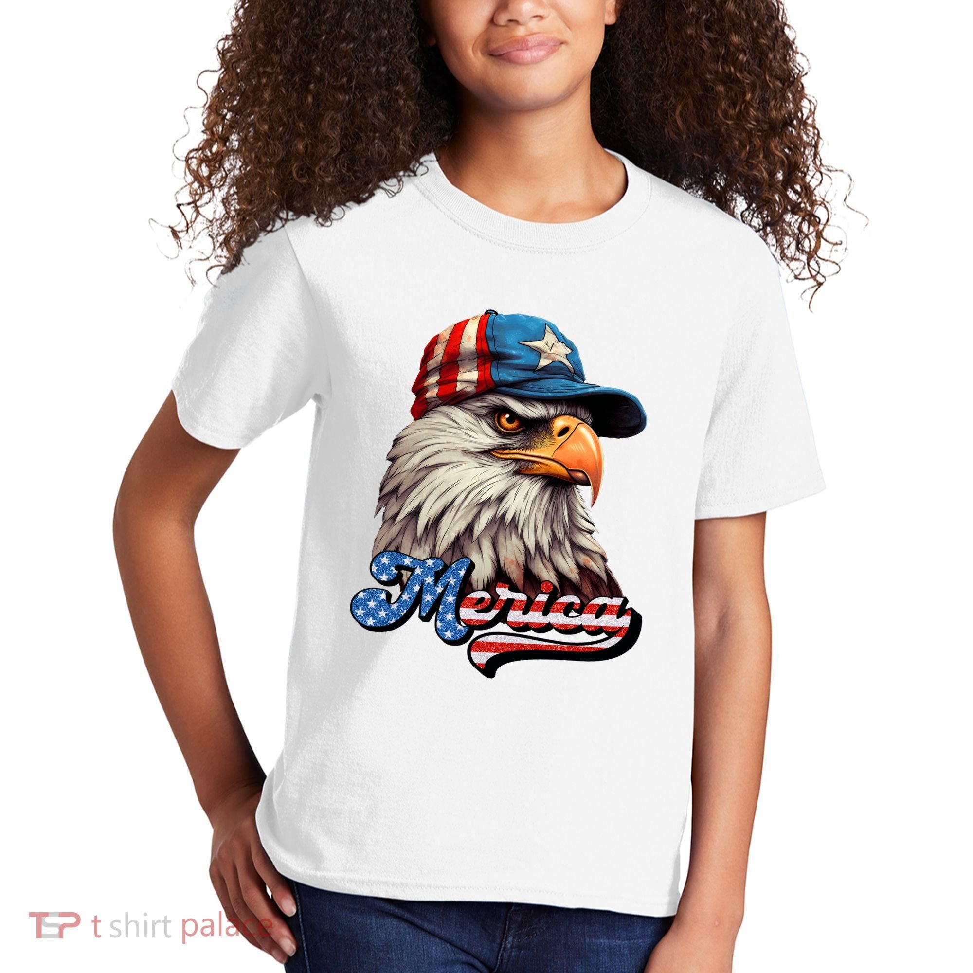 Merica Eagle USA Eagle 4th Of July Patriotic Funny Bald Eagle Kids T-Shirt