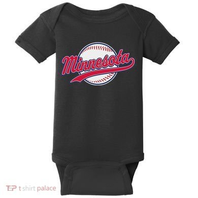 Minnesota Ee Vintage Baseball Hrowback Retro Design Baby Bodysuit