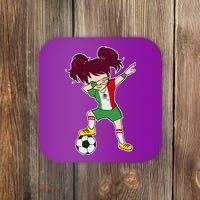 Mexican Dabbing Soccer Gril Mexico Coaster thumb 0