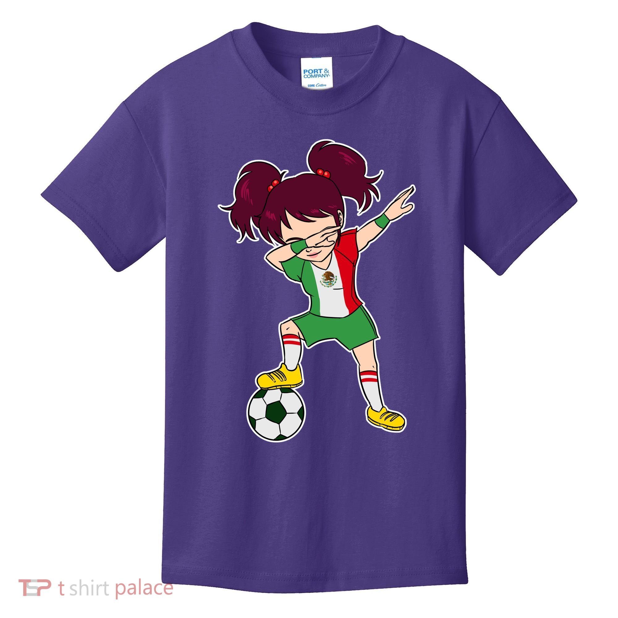 Mexican Dabbing Soccer Gril Mexico Kids T-Shirt