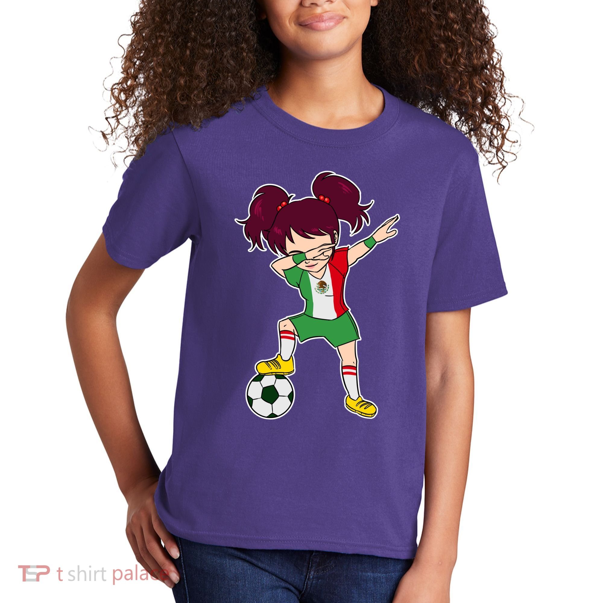 Mexican Dabbing Soccer Gril Mexico Kids T-Shirt