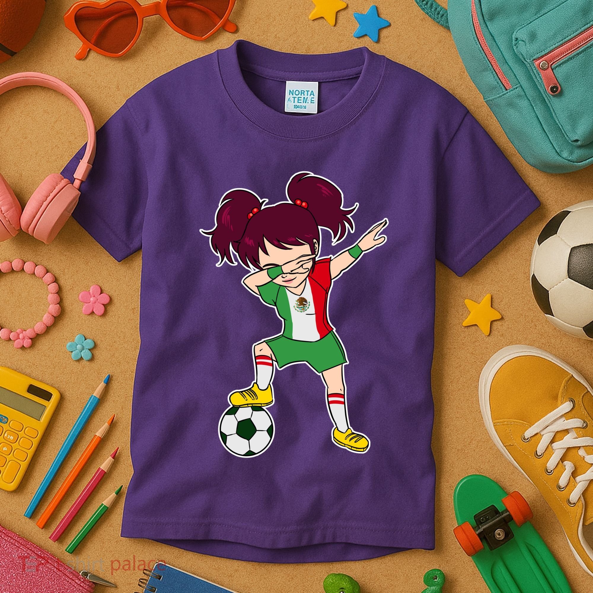 Mexican Dabbing Soccer Gril Mexico Kids T-Shirt