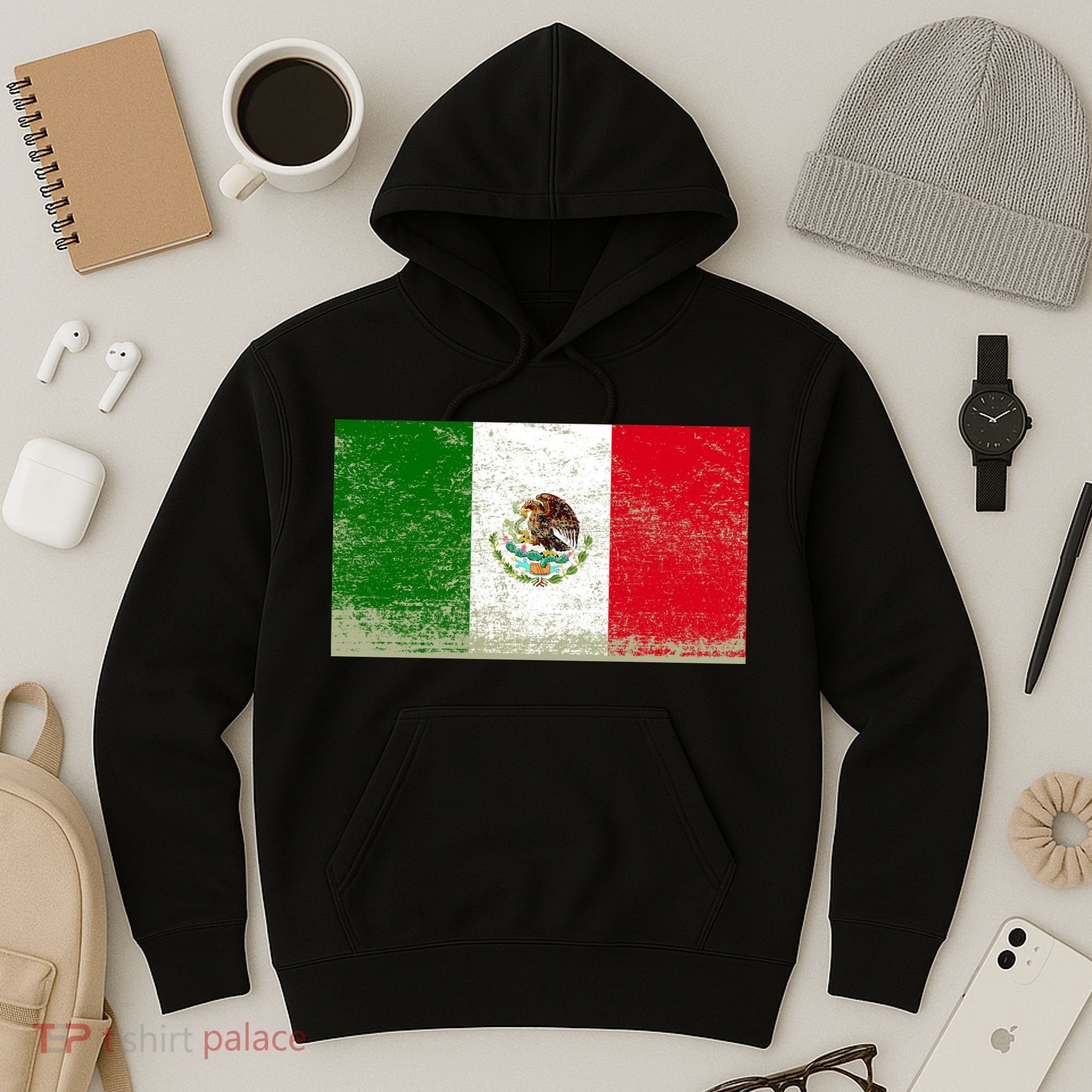 Mexico Flag Grunge Hoodie
