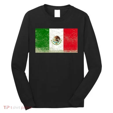 Mexico Flag Grunge Long Sleeve Shirt