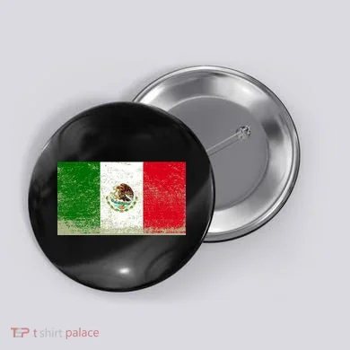 Mexico Flag Grunge Button