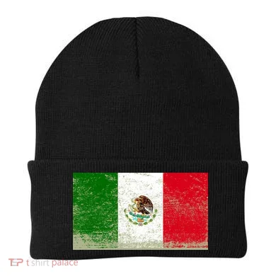 Mexico Flag Grunge Beanie