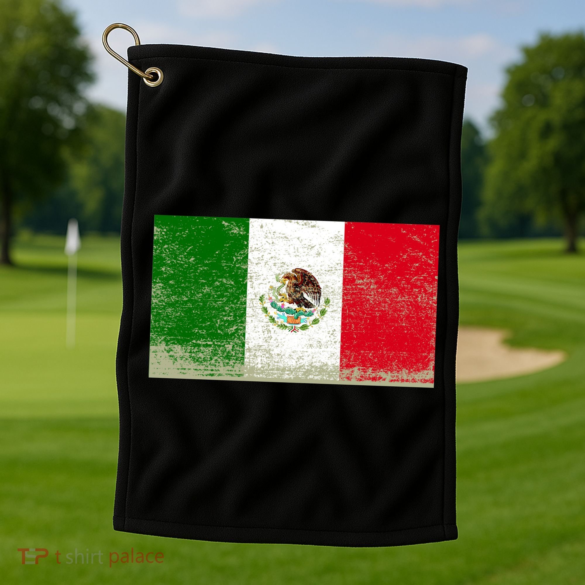 Mexico Flag Grunge Golf Towel