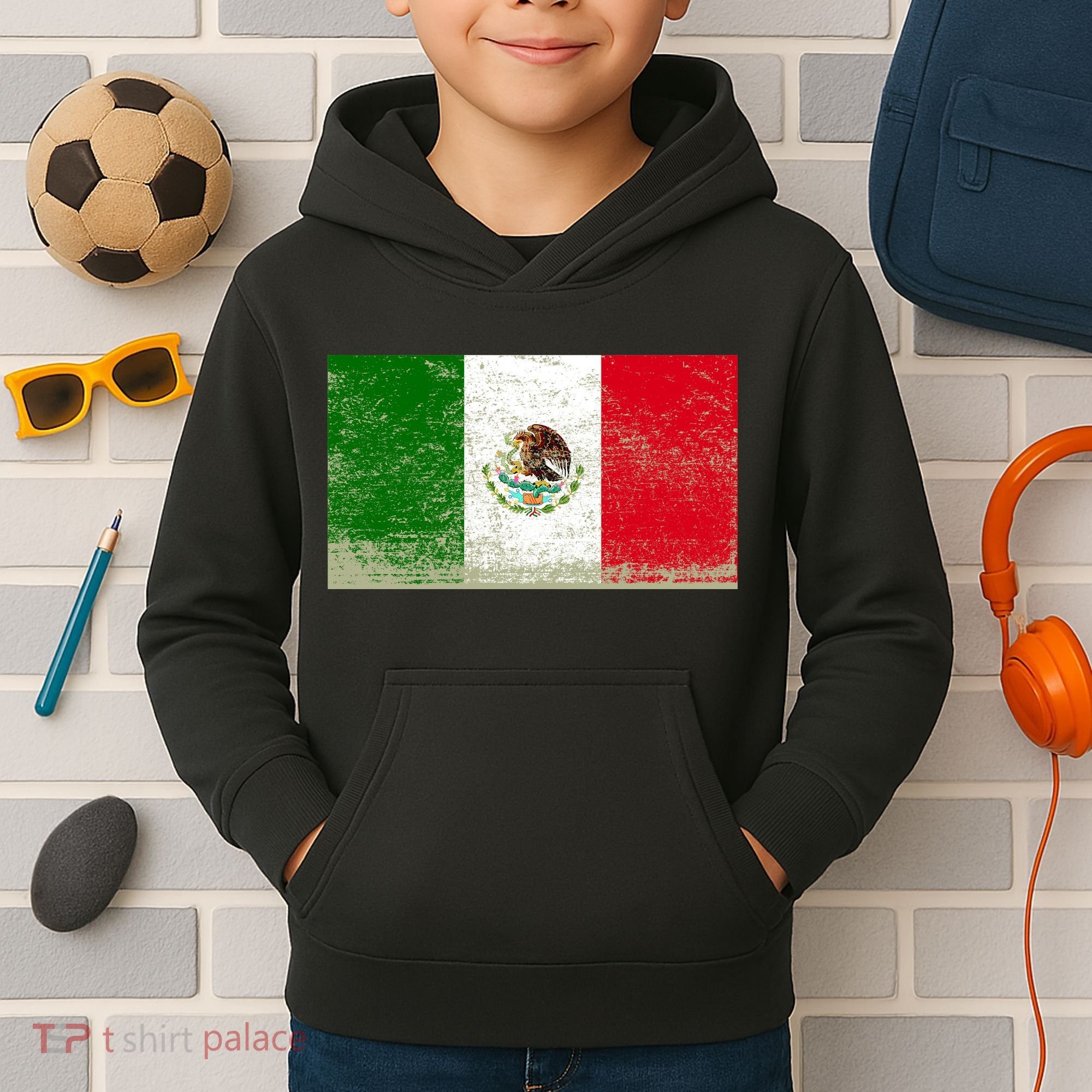 Mexico Flag Grunge Kids Hoodie