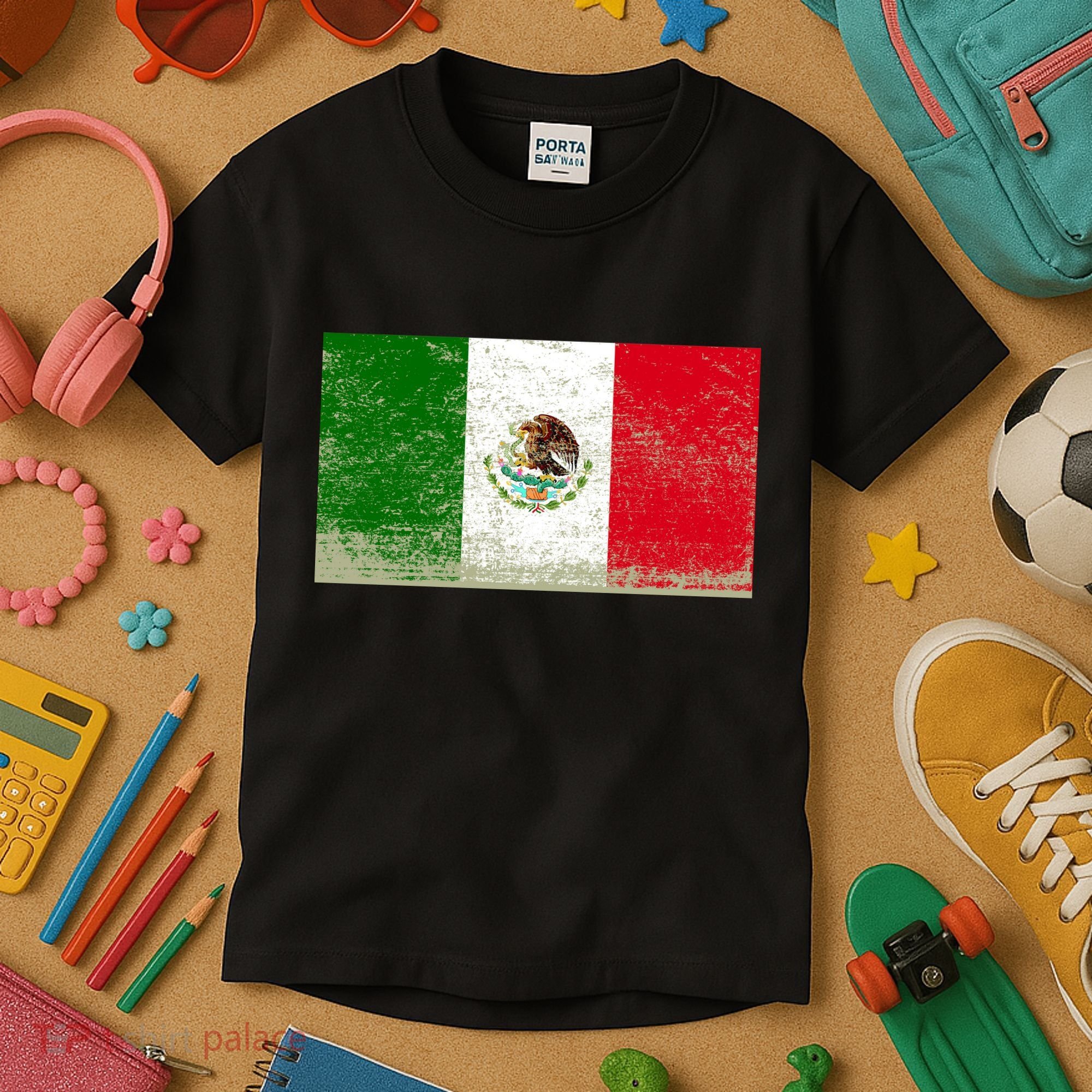 Mexico Flag Grunge Kids T-Shirt