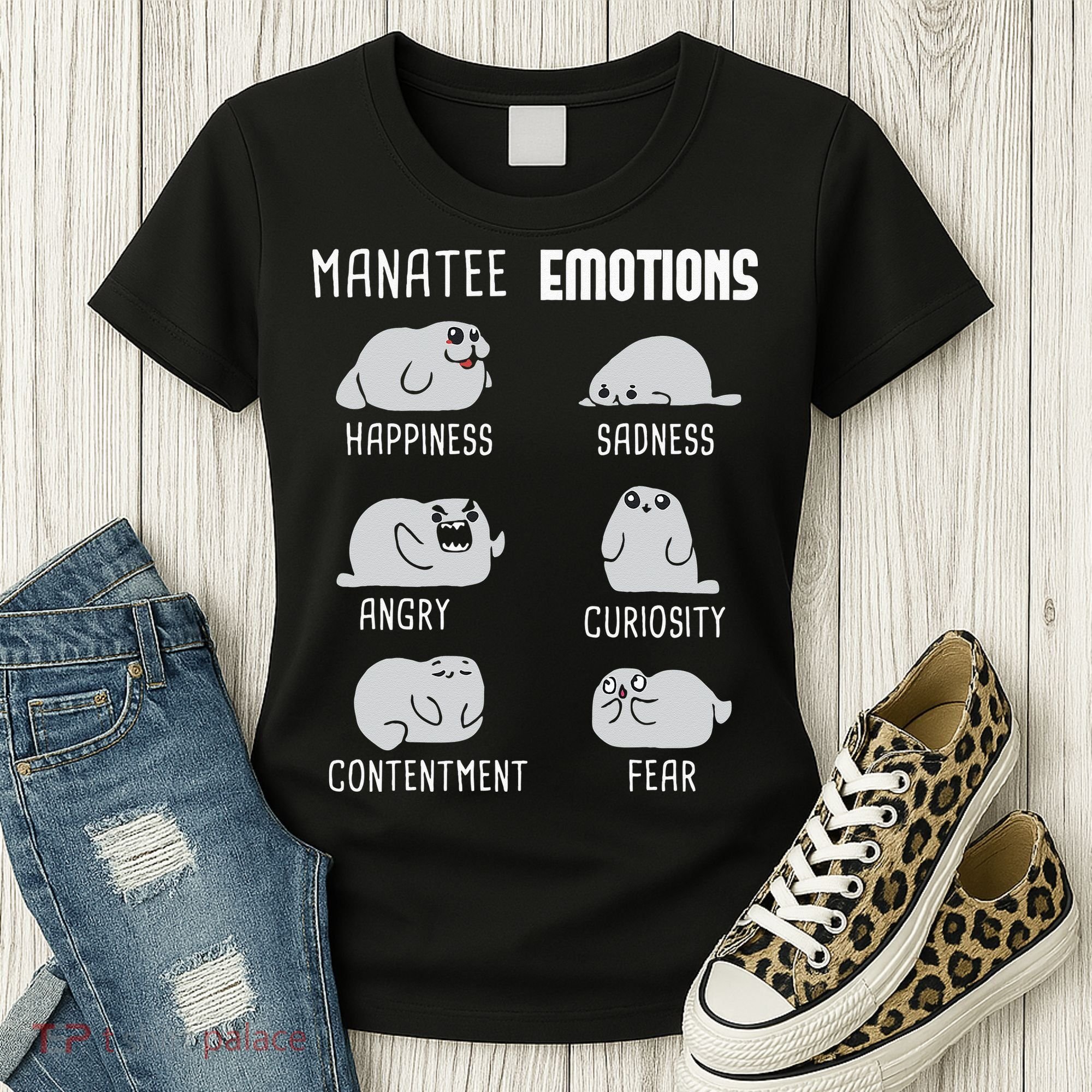 Manatee Emotions Zookeeper Marine Biologist Animal Lover Women's T-Shirt
