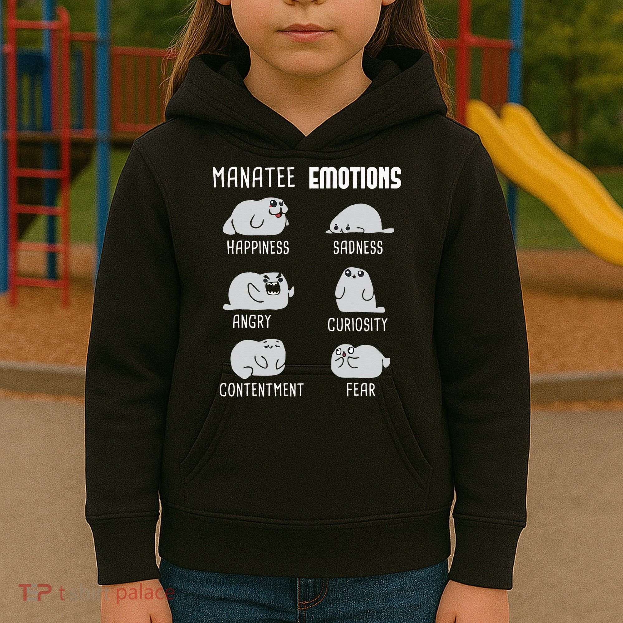 Manatee Emotions Zookeeper Marine Biologist Animal Lover Kids Hoodie