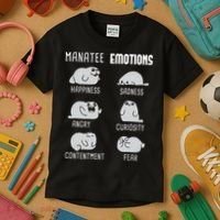 Manatee Emotions Zookeeper Marine Biologist Animal Lover Kids T-Shirt thumb 3