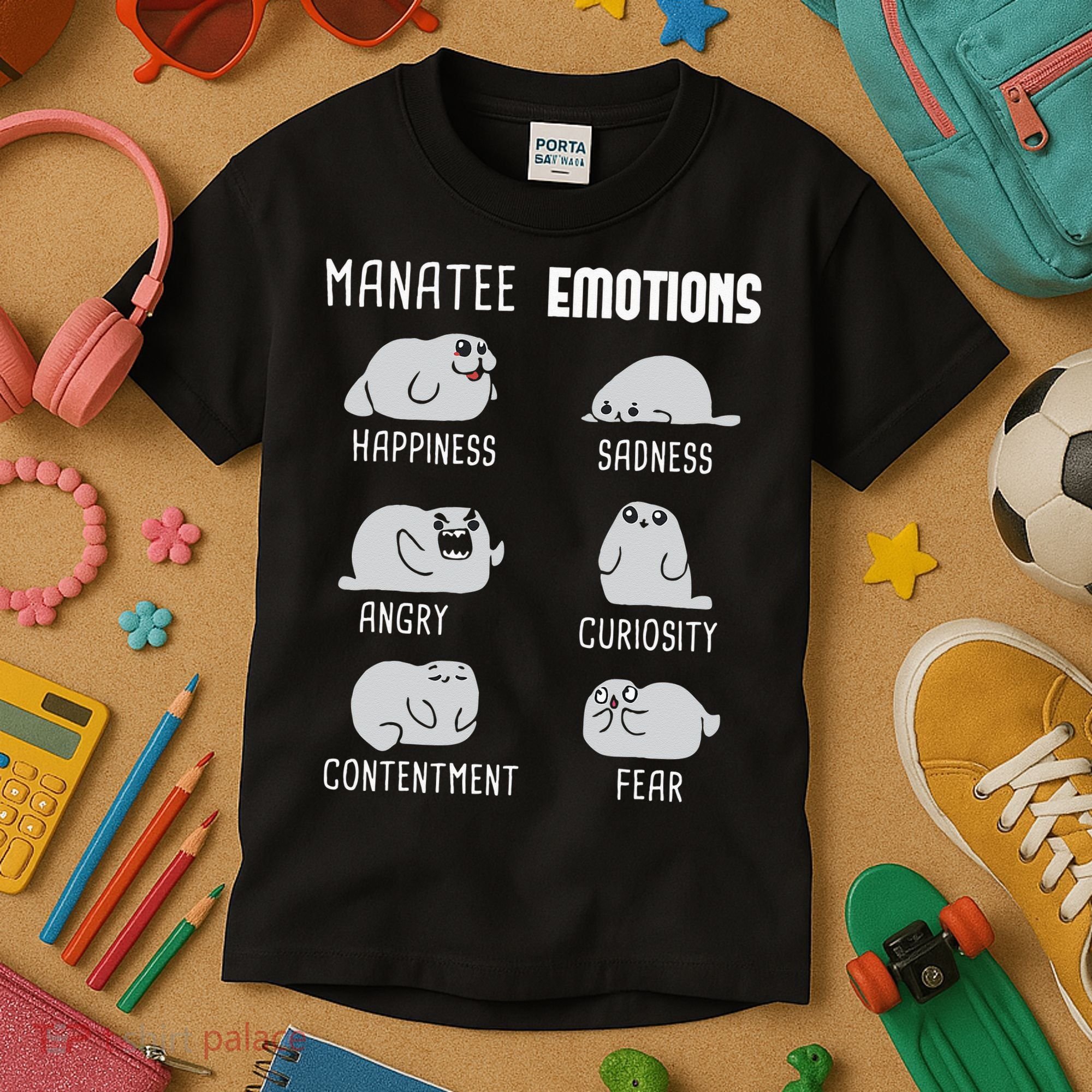 Manatee Emotions Zookeeper Marine Biologist Animal Lover Kids T-Shirt