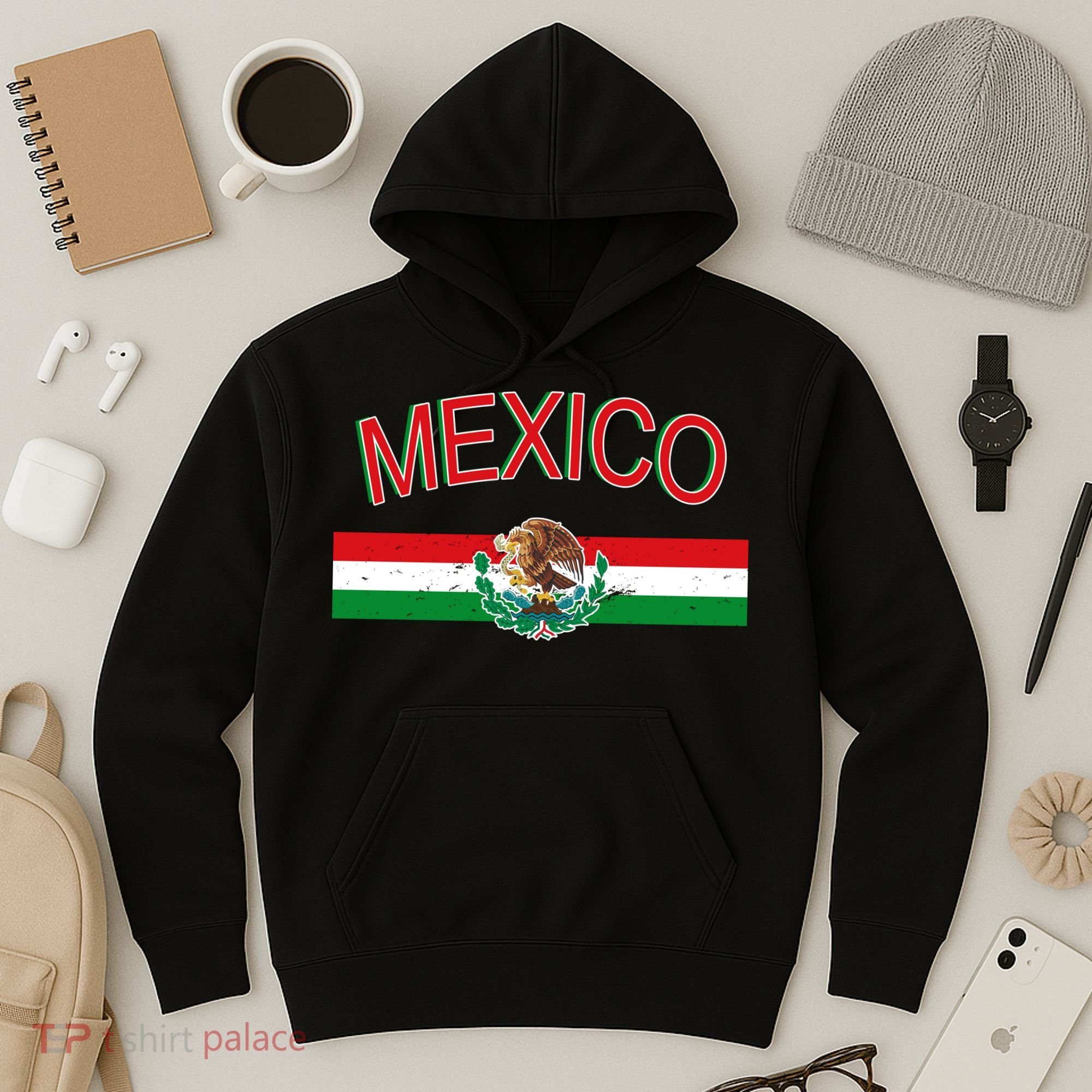Mexican Flag And Coat Of Arms Mexico Hoodie