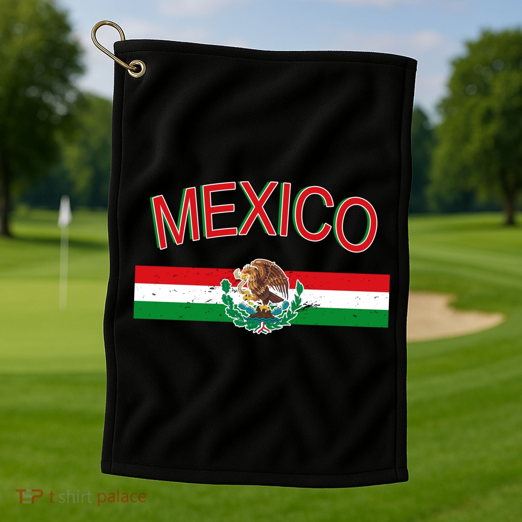 Mexican Flag And Coat Of Arms Mexico Golf Towel