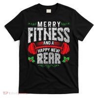 Merry Fitness And A Happy New Rear Funny Christmas Exercise Tank Top T-Shirt thumb 0
