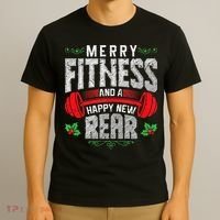 Merry Fitness And A Happy New Rear Funny Christmas Exercise Tank Top T-Shirt thumb 3