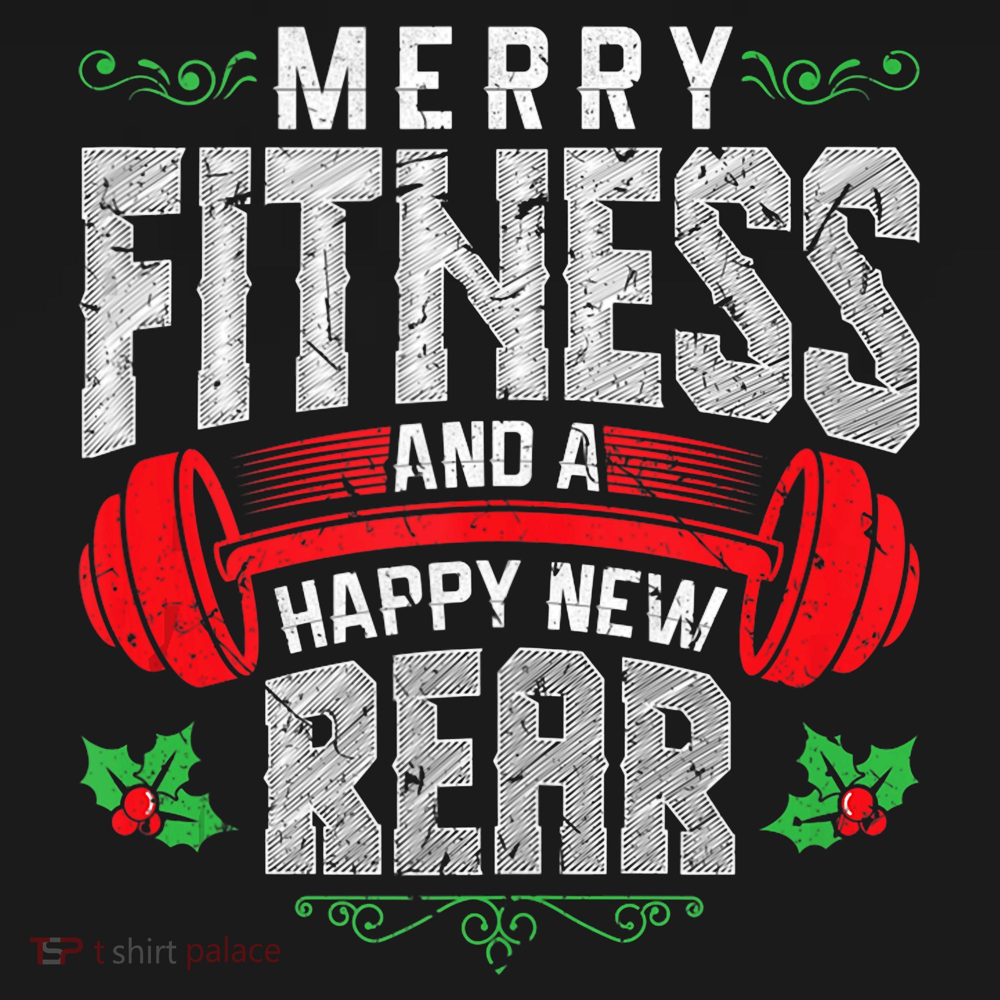 Merry Fitness And A Happy New Rear Funny Christmas Exercise Tank Top Women's Tank Top