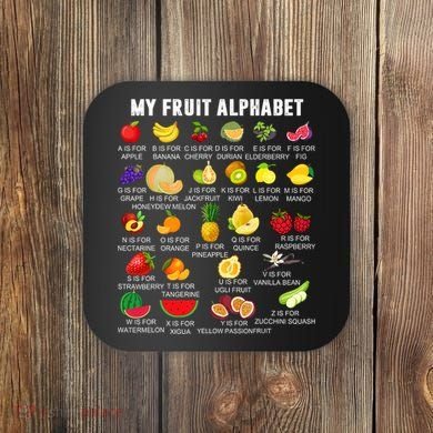 My Fruit Alphabet Fun Learning Reading Toddler Kids Fruits Coaster