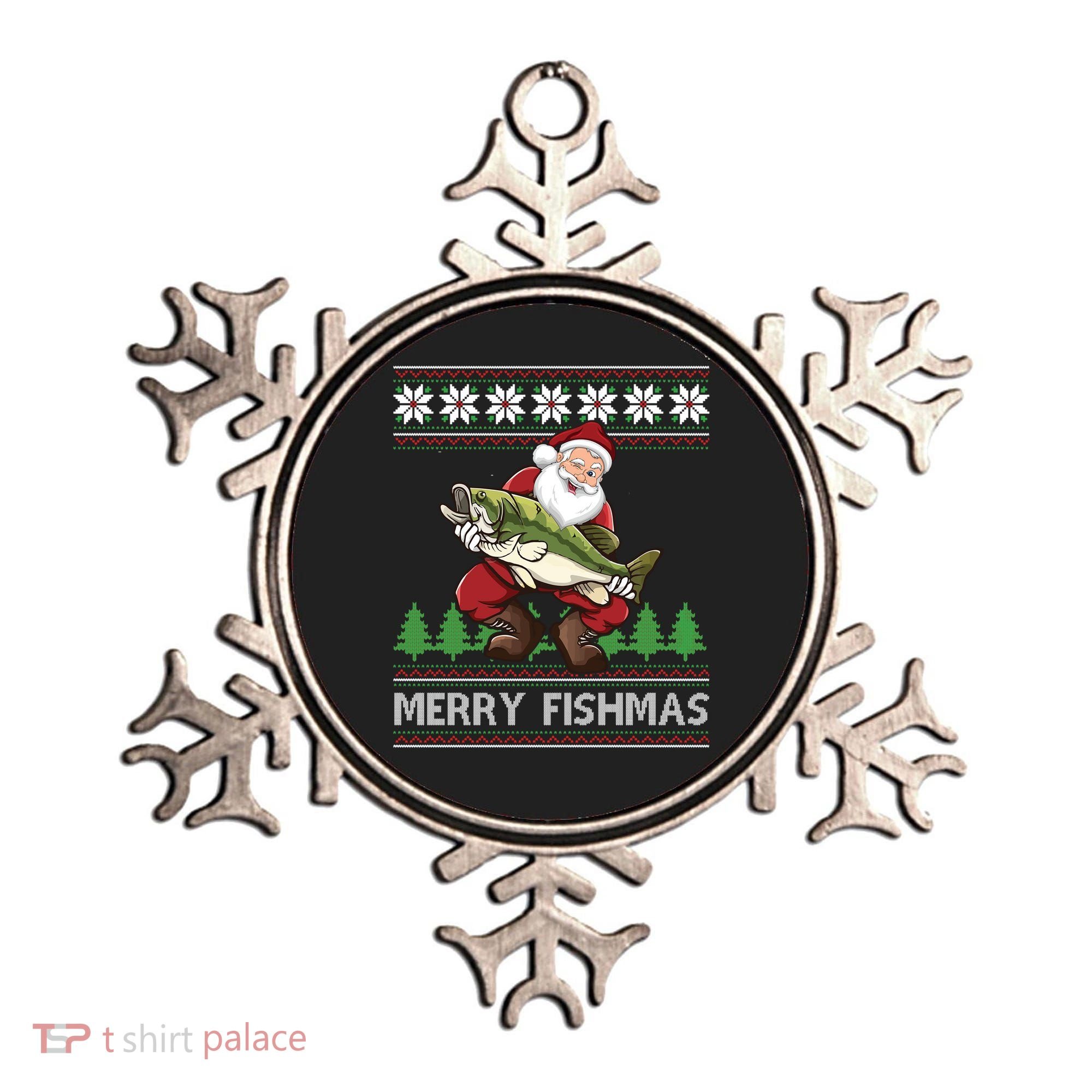 Merry Fishmas And Santa Fishing Ornament
