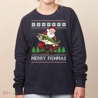 Merry Fishmas And Santa Fishing Women's Sweatshirt thumb 0