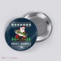 Merry Fishmas And Santa Fishing Button thumb 0