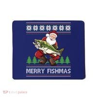 Merry Fishmas And Santa Fishing Mousepad thumb 0