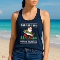 Merry Fishmas And Santa Fishing Women's Tank Top thumb 2