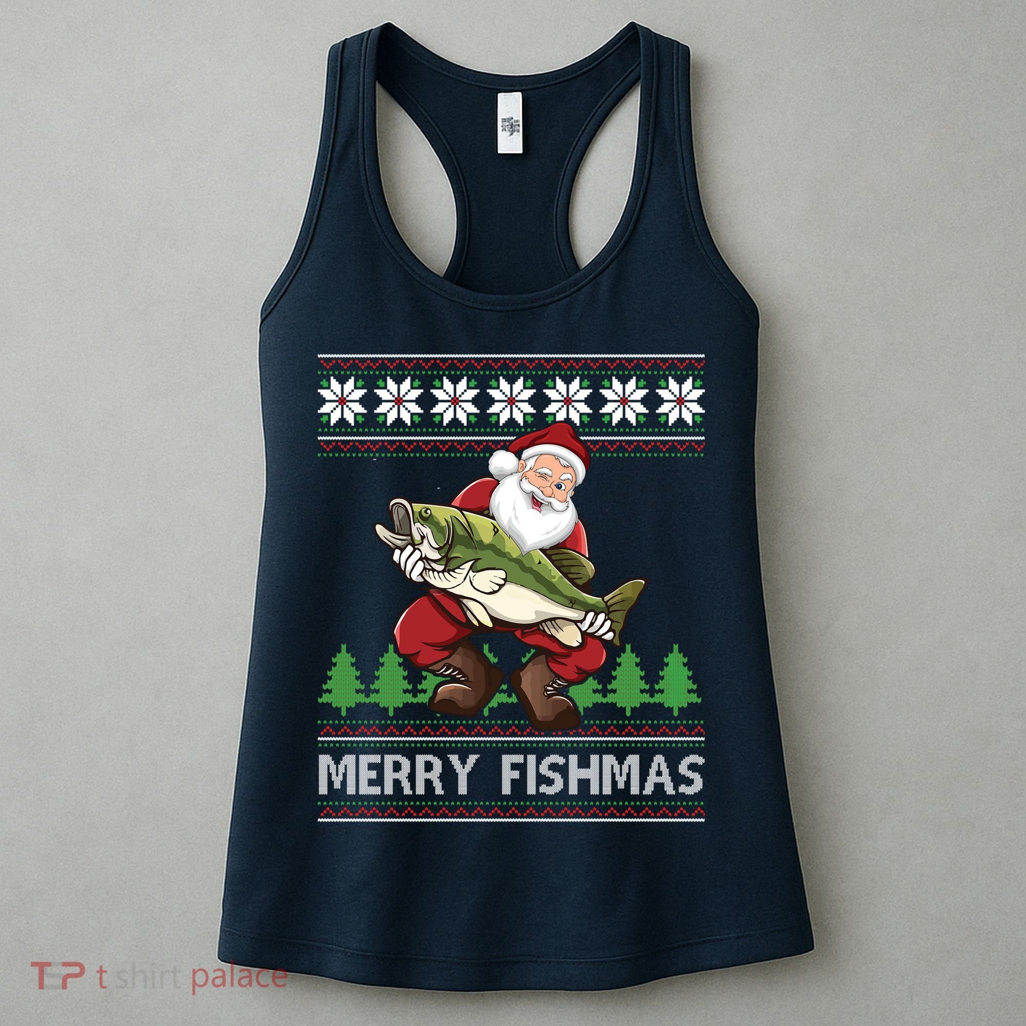 Merry Fishmas And Santa Fishing Women's Tank Top