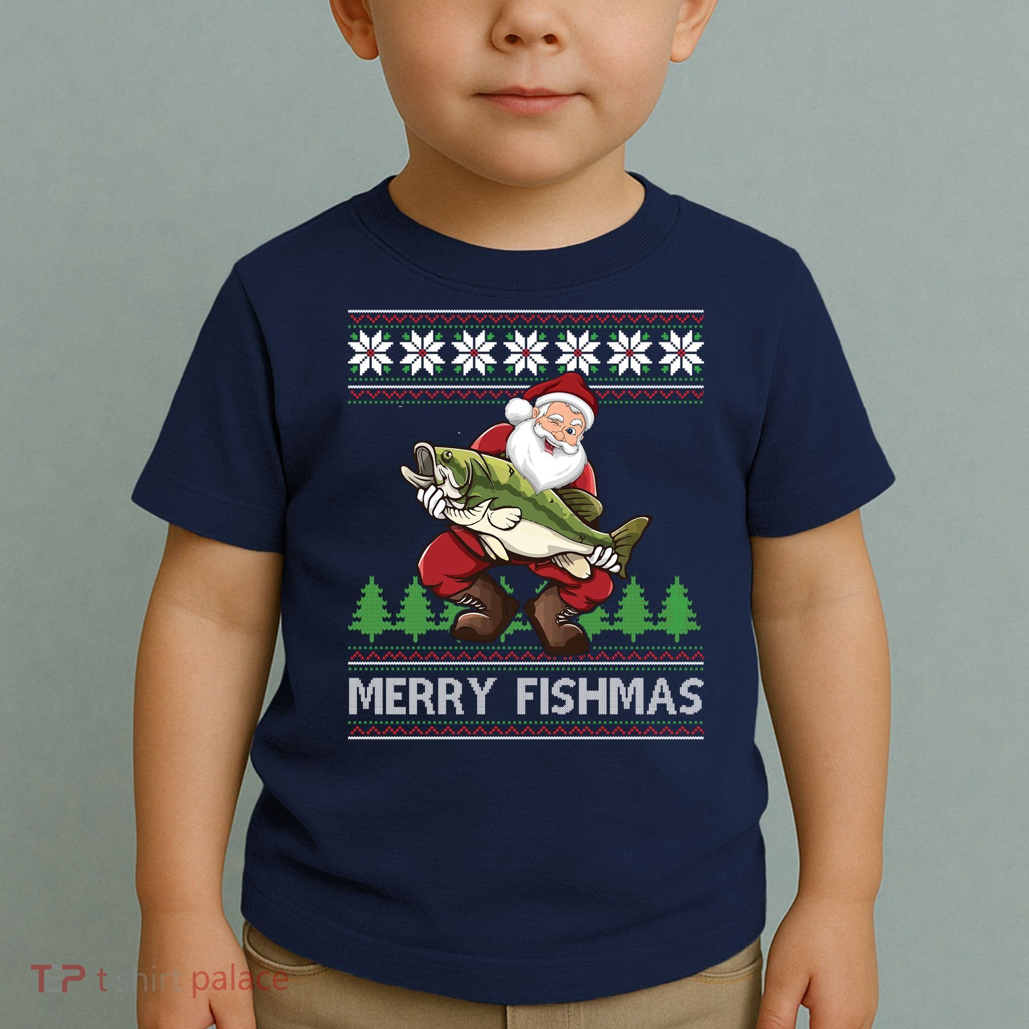 Merry Fishmas And Santa Fishing Toddler T-Shirt