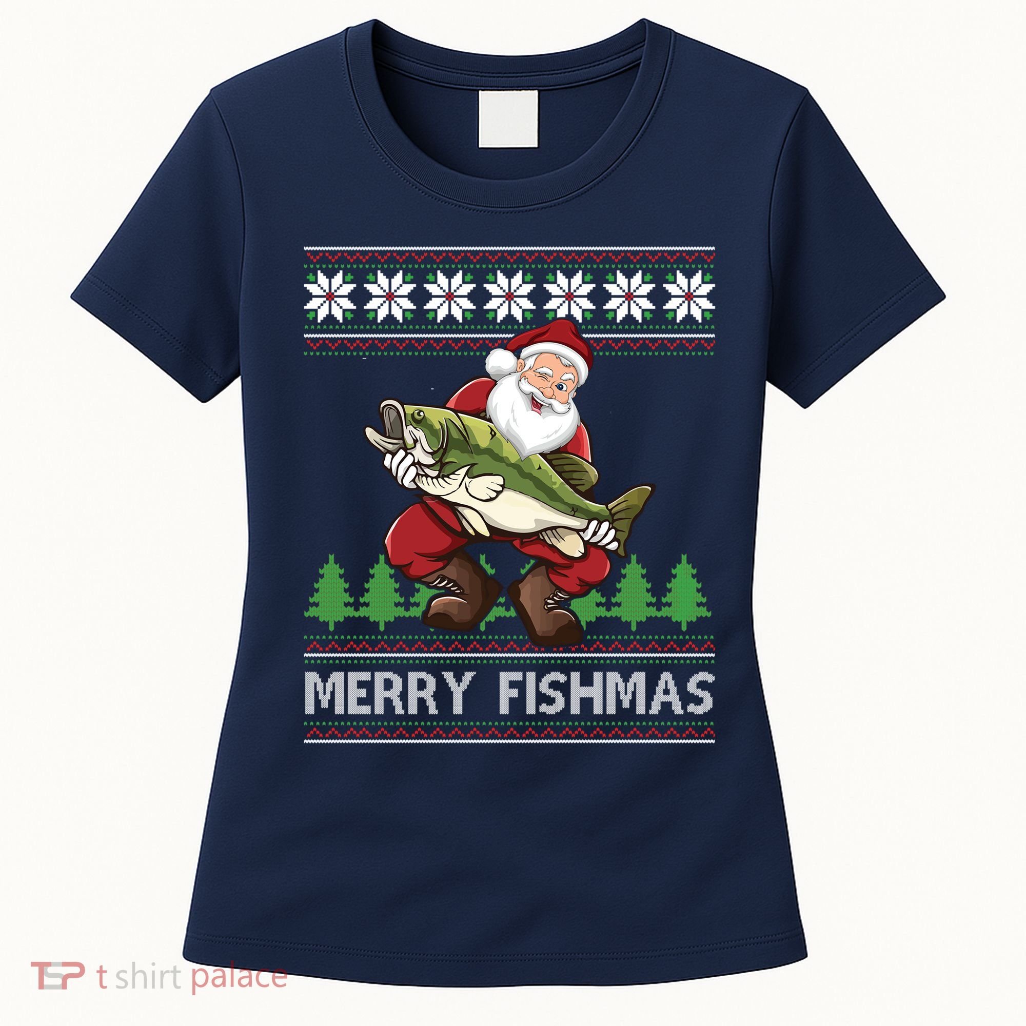 Merry Fishmas And Santa Fishing Women's T-Shirt