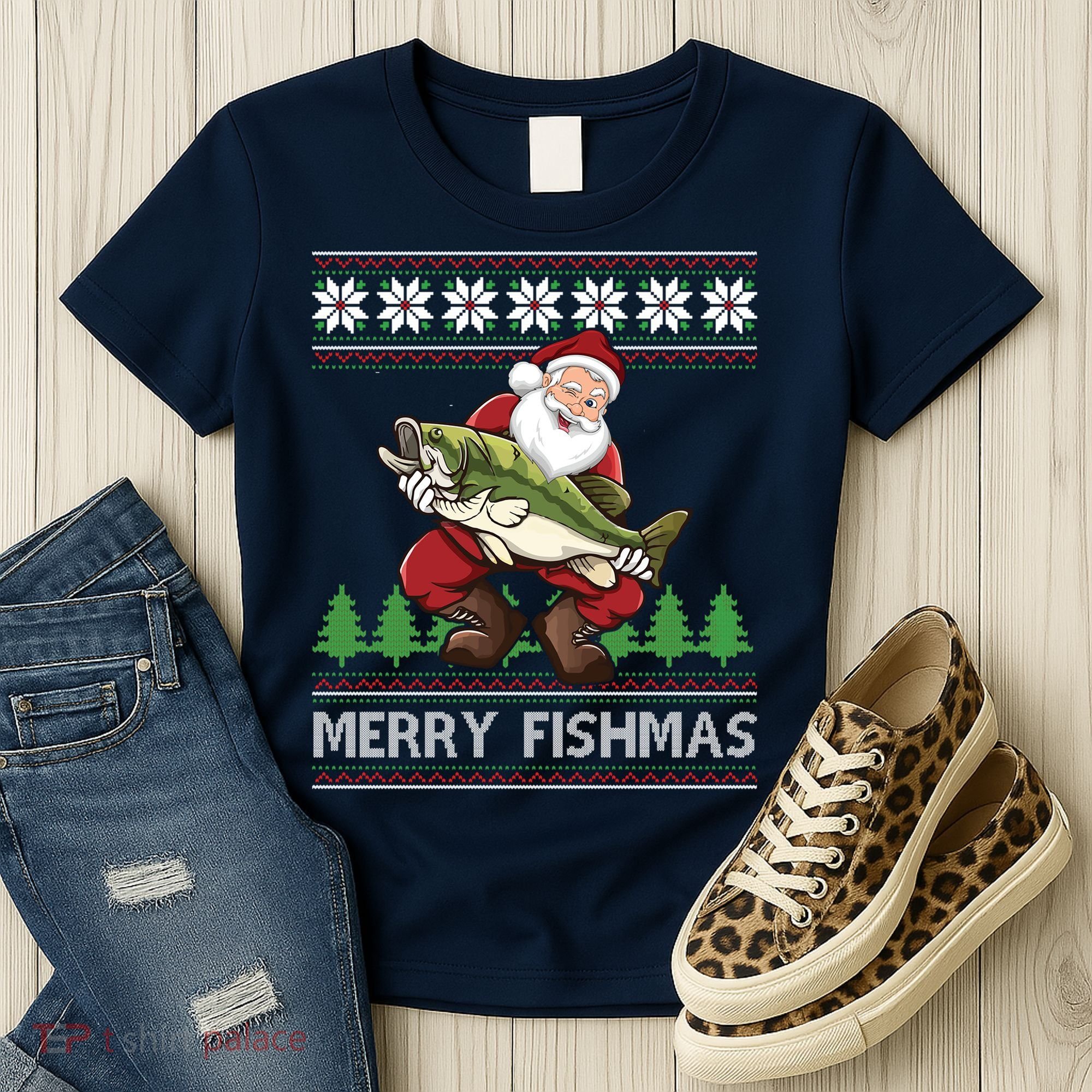 Merry Fishmas And Santa Fishing Women's T-Shirt