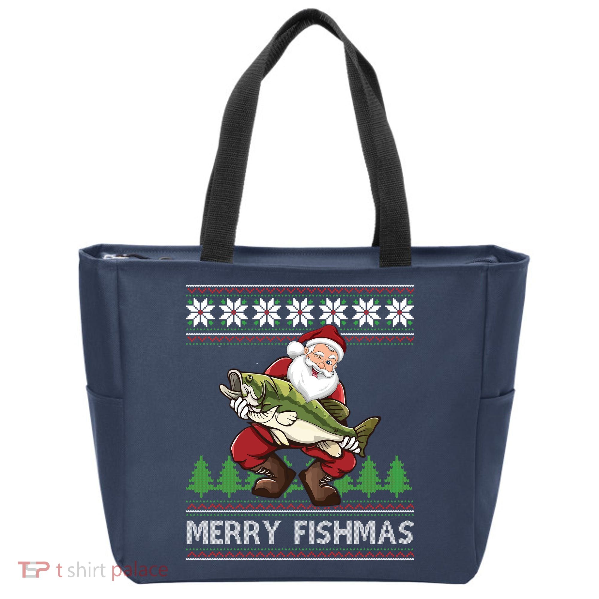 Merry Fishmas And Santa Fishing Tote Bag