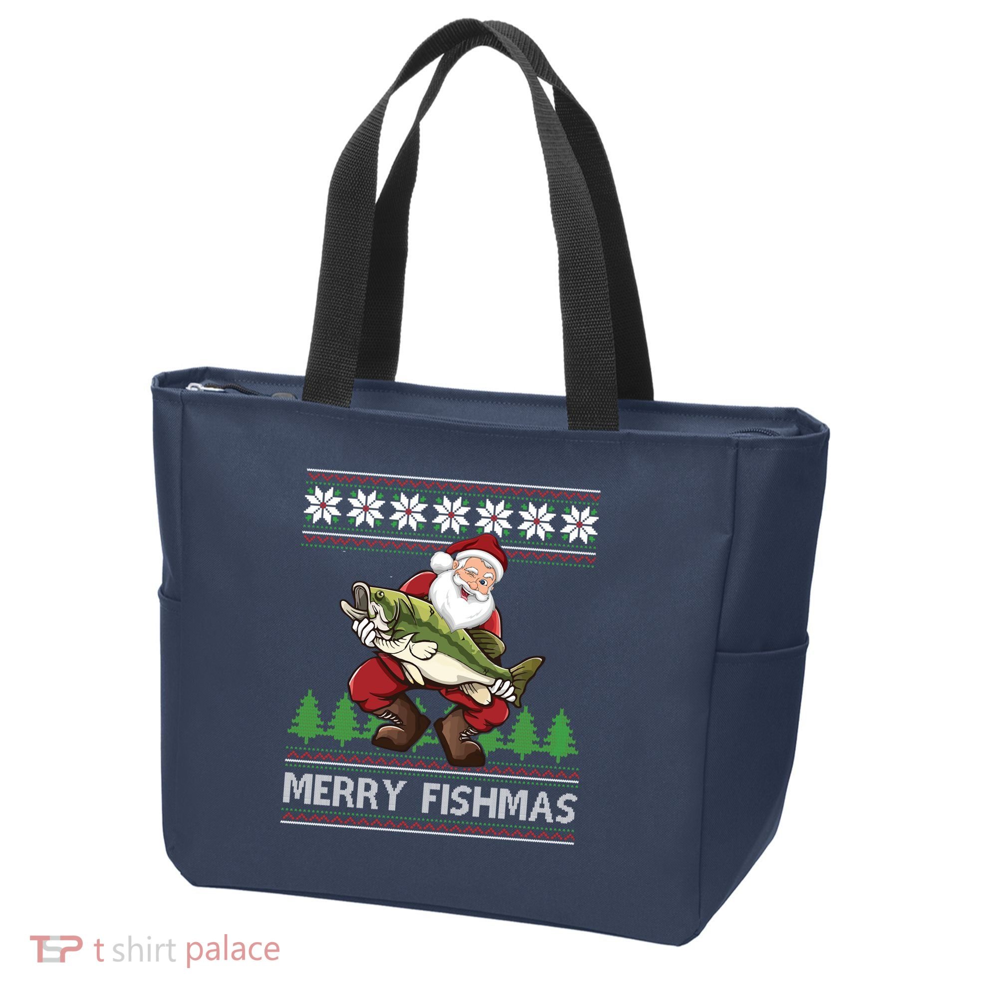 Merry Fishmas And Santa Fishing Tote Bag