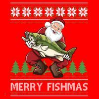 Merry Fishmas And Santa Fishing Santa Hat thumb 1