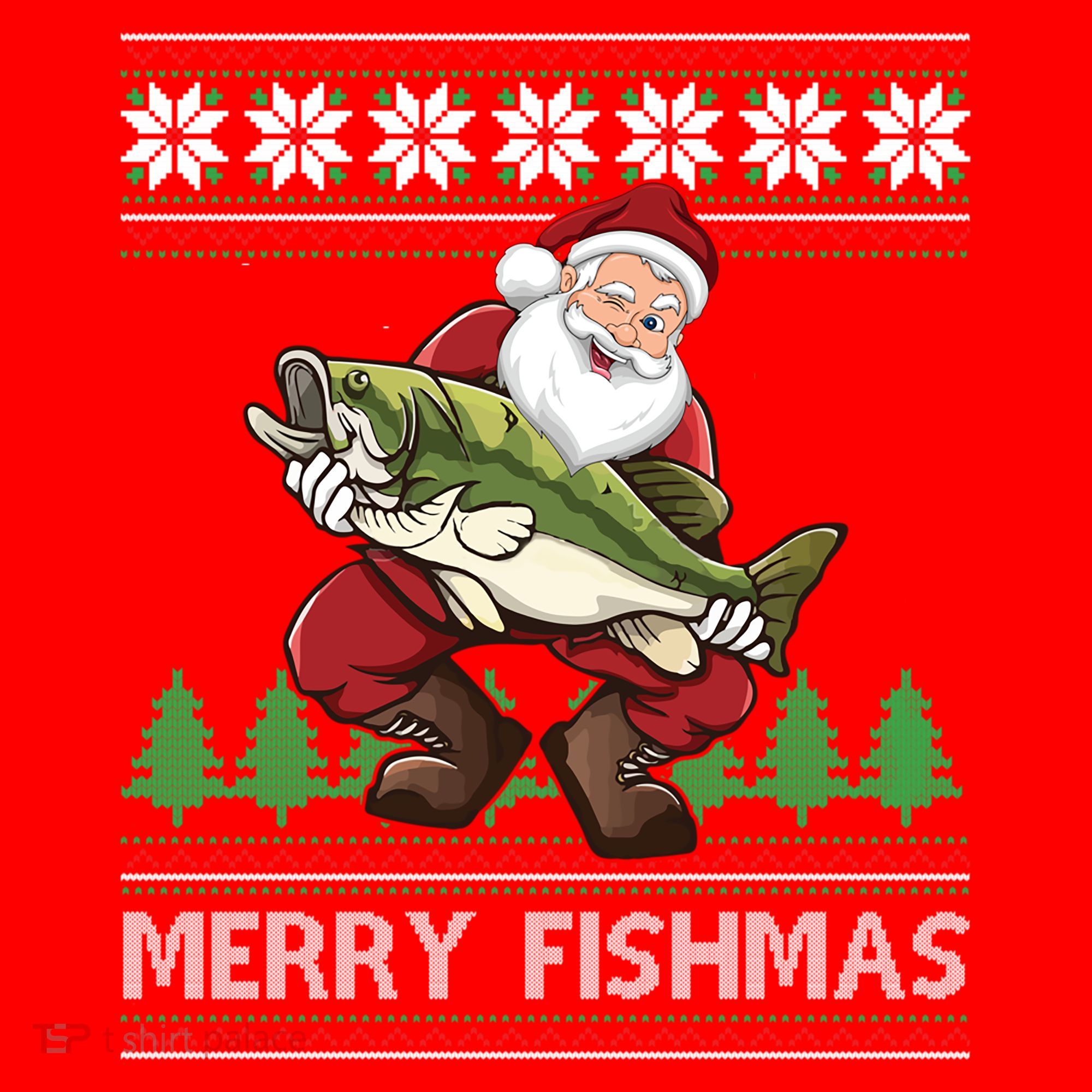 Merry Fishmas And Santa Fishing Santa Hat