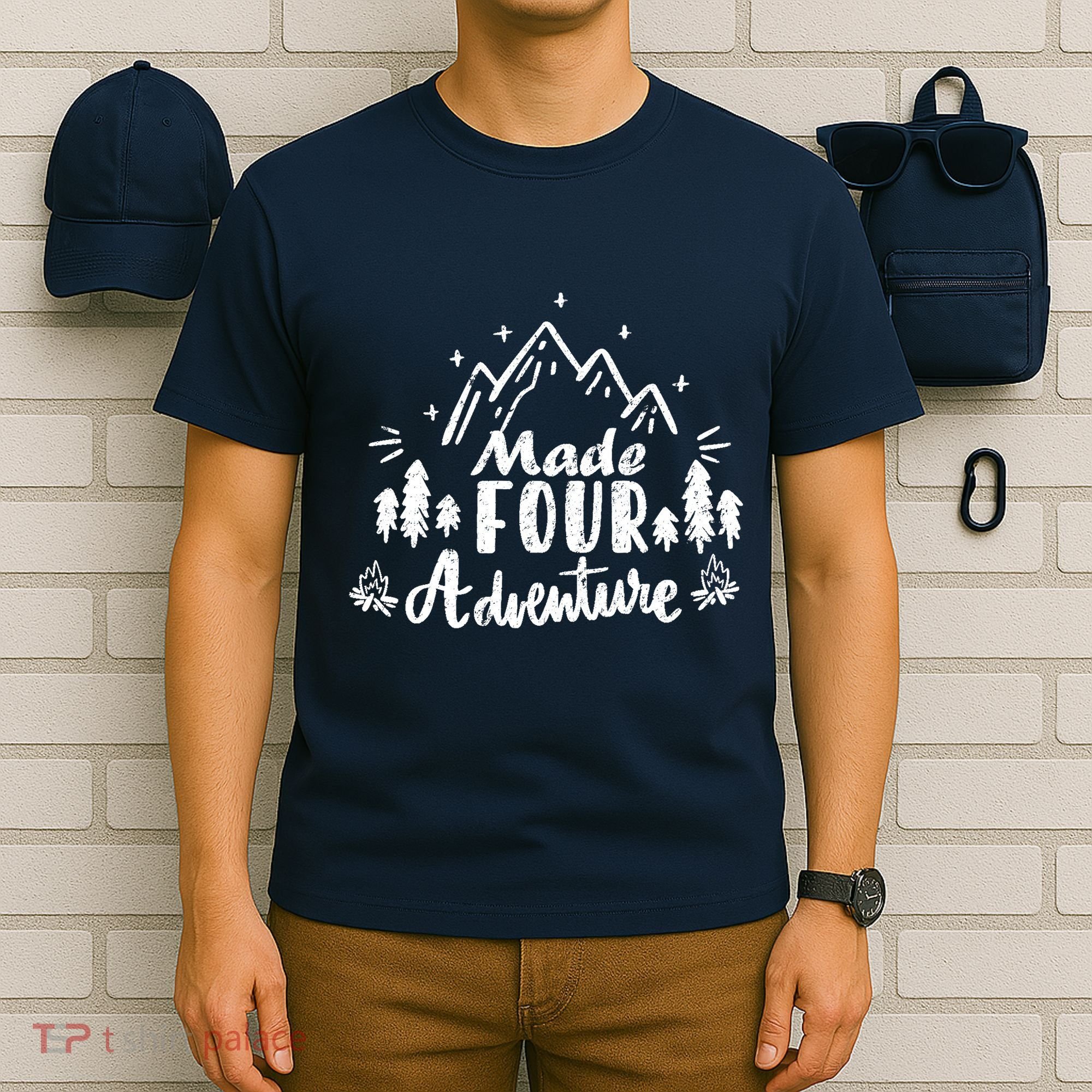 Made Four Adventure 4th Birthday Party Camping Theme T-Shirt