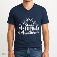 Made Four Adventure 4th Birthday Party Camping Theme V-Neck T-Shirt thumb 2
