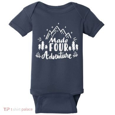 Made Four Adventure 4th Birthday Party Camping Theme Baby Bodysuit