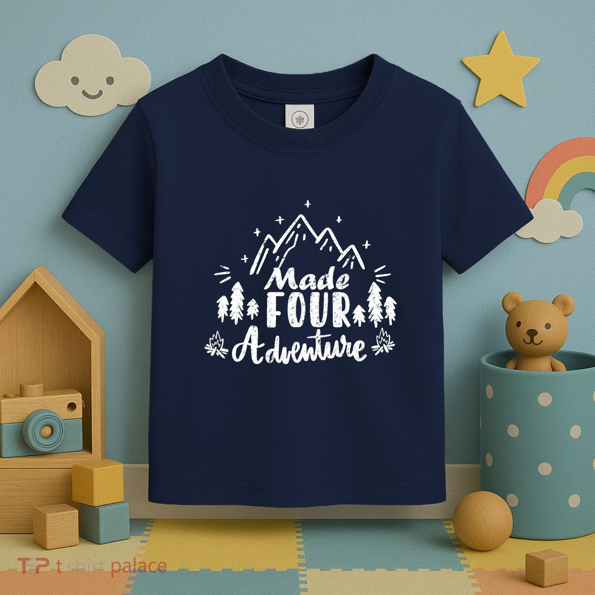 Made Four Adventure 4th Birthday Party Camping Theme Toddler T-Shirt