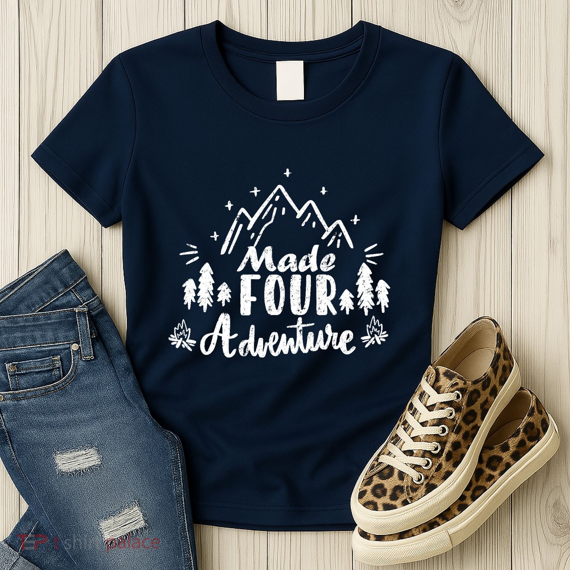 Made Four Adventure 4th Birthday Party Camping Theme Women's T-Shirt