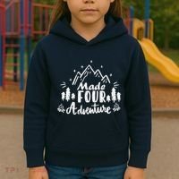 Made Four Adventure 4th Birthday Party Camping Theme Kids Hoodie thumb 3