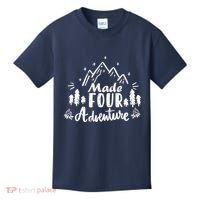 Made Four Adventure 4th Birthday Party Camping Theme Kids T-Shirt thumb 0